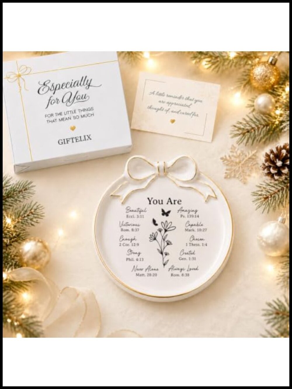 Ceramic Bow Jewelry Tray Ring Dish Trinket Organizer Gift for Women